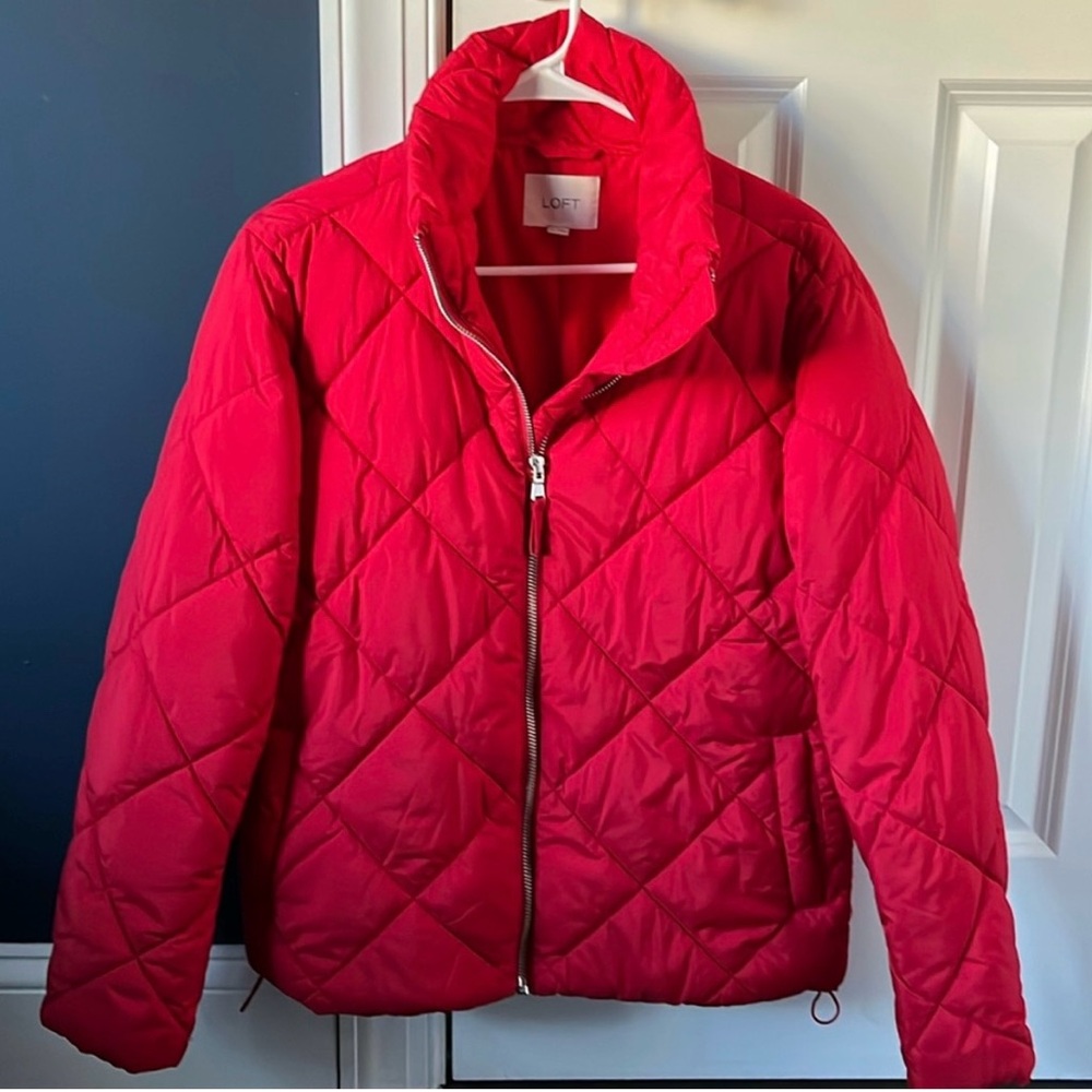 NWOT Loft Red Puffer Jacket XS